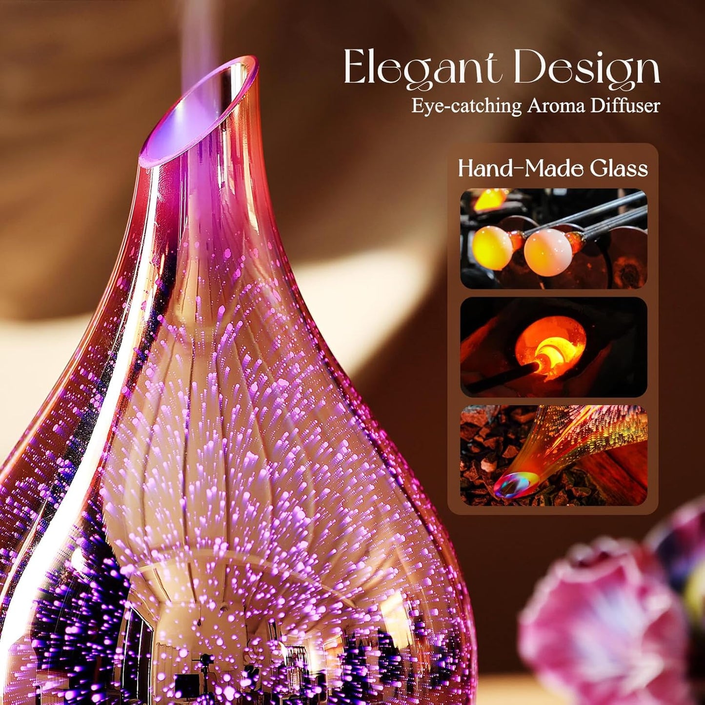 280ML Essential Oil Diffuser, Aroma Ultrasonic Humidifier with Remote Control, BPA Free, Auto Shut-Off, Timer Setting