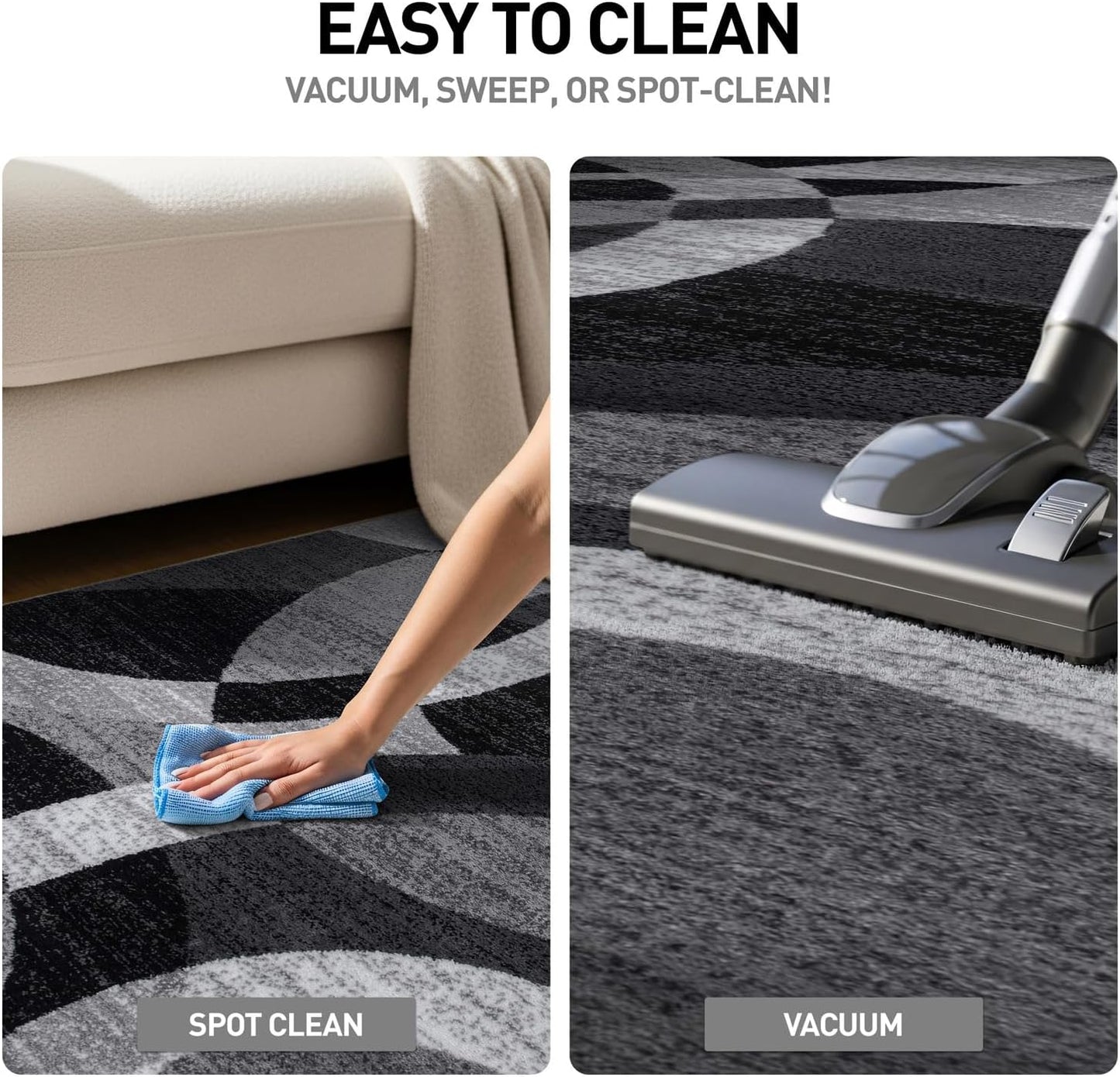 Contemporary Abstract Circles Perfect for High Traffic Areas of Your Living Room,Bedroom,Home Office,Kitchen Area Rug 6'6" X 9' Gray