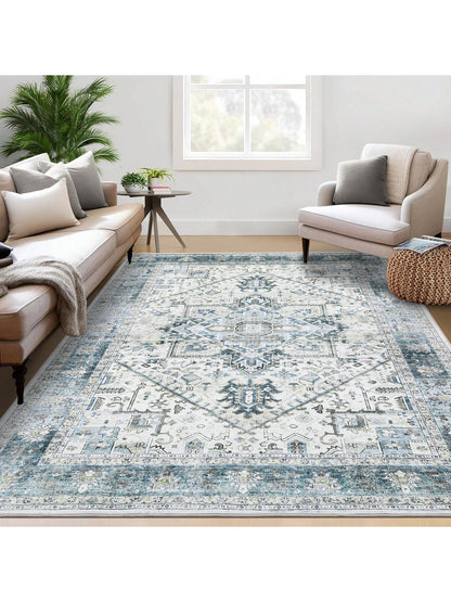 Washable Area Rugs Individually Printed Rugs Ultra Thin Soft Rugs Foldable Indoor Rugs Distressed Printed Rugs Suitable for Living Room Office Bedroom