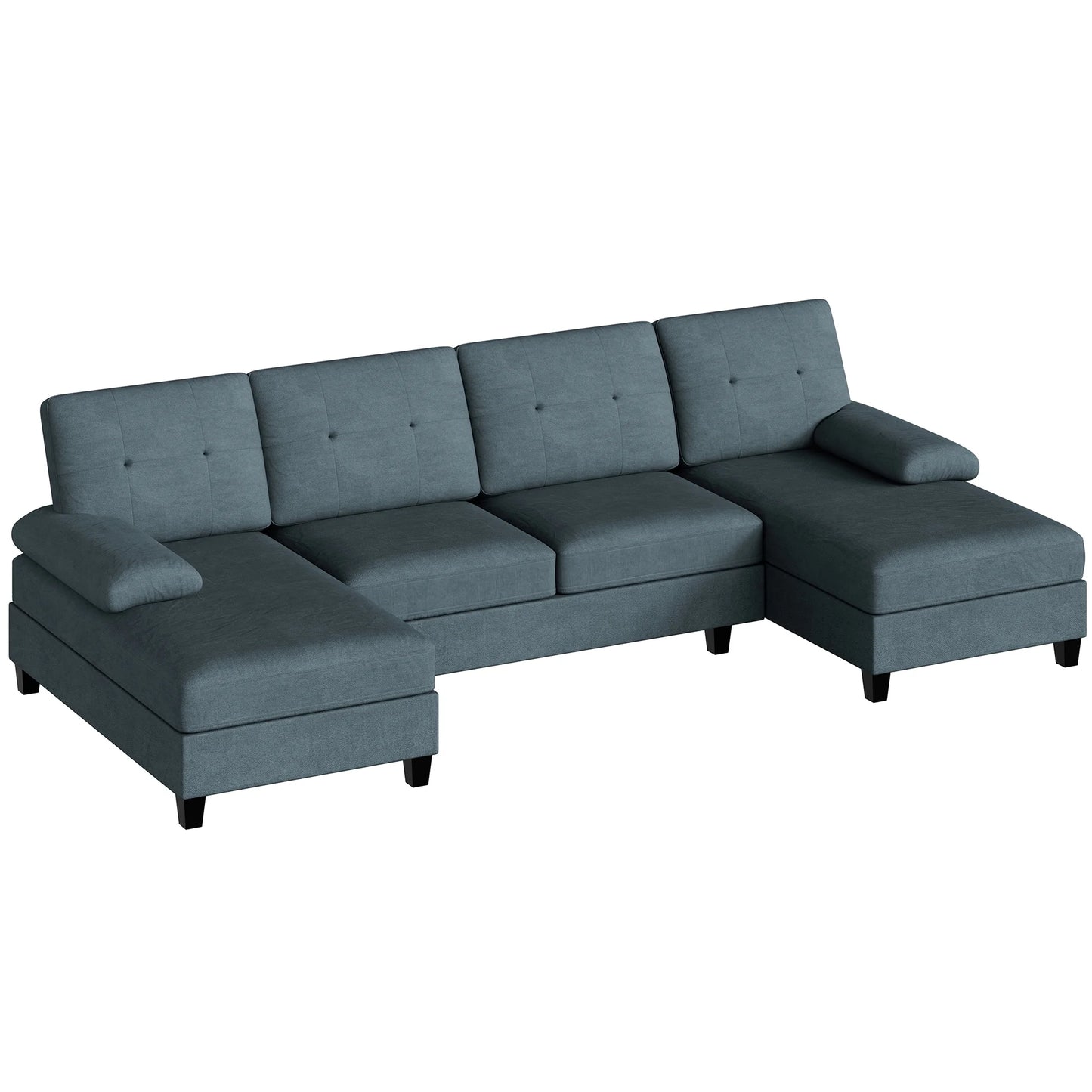 Modern U-Shape Sectional Sofa, Chenille Fabric Modular Couch, 4 Seat Oversized Sofa with Chaise for Living Room