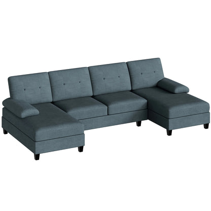 Modern U-Shape Sectional Sofa, Chenille Fabric Modular Couch, 4 Seat Oversized Sofa with Chaise for Living Room
