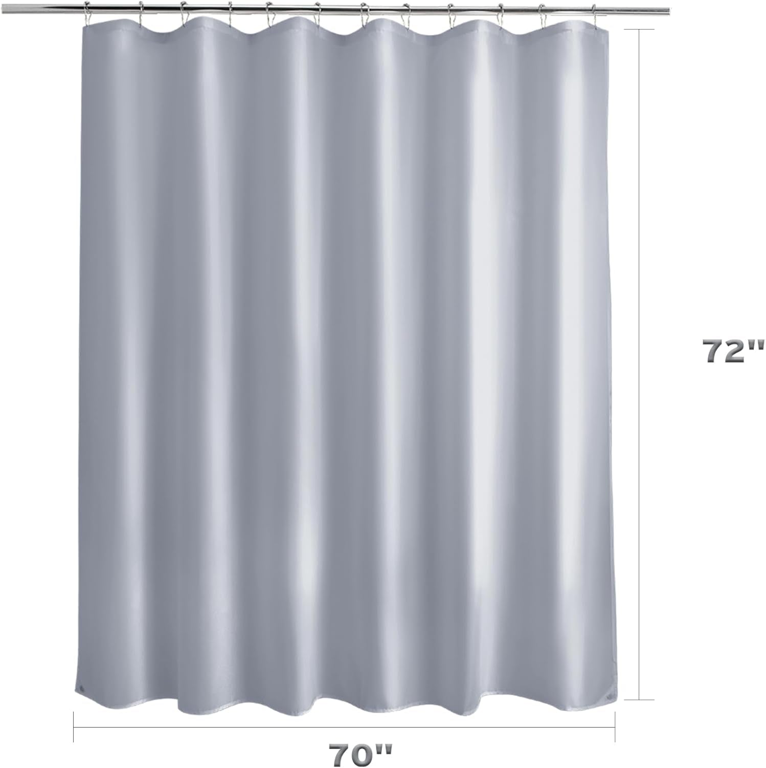 Fabric Shower Curtain Liner, Gray Shower Curtain Liner with 2 Magnets, 70 X 72 Inches, Cloth Shower Liner Waterproof Polyester, 85GSM, Easy Installation, Machine Washable, Blue Gray