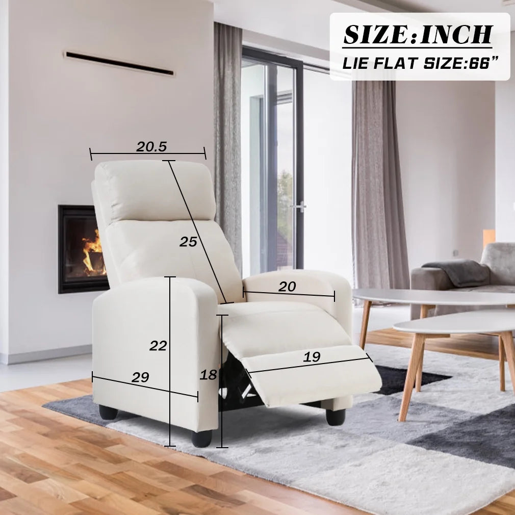 Modern Recliner Chair for Living Room Reading Chair Easy Lounge with Fabric Padded Seat Backrest,Beige