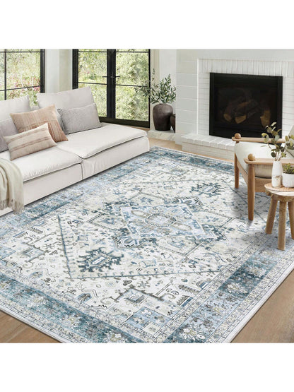 Washable Area Rugs Individually Printed Rugs Ultra Thin Soft Rugs Foldable Indoor Rugs Distressed Printed Rugs Suitable for Living Room Office Bedroom