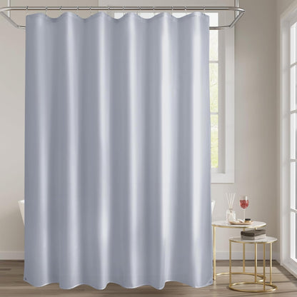 Fabric Shower Curtain Liner, Gray Shower Curtain Liner with 2 Magnets, 70 X 72 Inches, Cloth Shower Liner Waterproof Polyester, 85GSM, Easy Installation, Machine Washable, Blue Gray