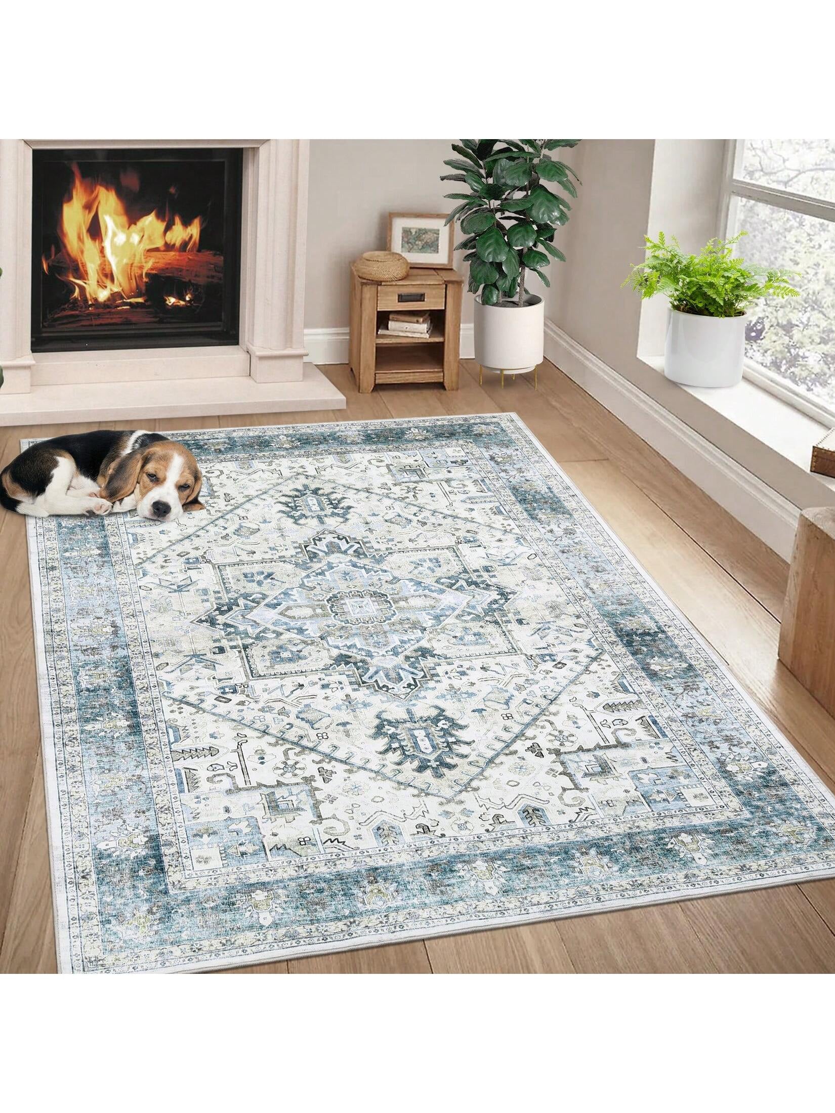Washable Area Rugs Individually Printed Rugs Ultra Thin Soft Rugs Foldable Indoor Rugs Distressed Printed Rugs Suitable for Living Room Office Bedroom