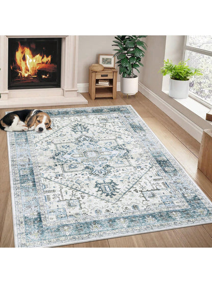 Washable Area Rugs Individually Printed Rugs Ultra Thin Soft Rugs Foldable Indoor Rugs Distressed Printed Rugs Suitable for Living Room Office Bedroom