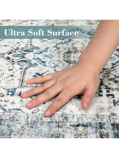 Washable Area Rugs Individually Printed Rugs Ultra Thin Soft Rugs Foldable Indoor Rugs Distressed Printed Rugs Suitable for Living Room Office Bedroom