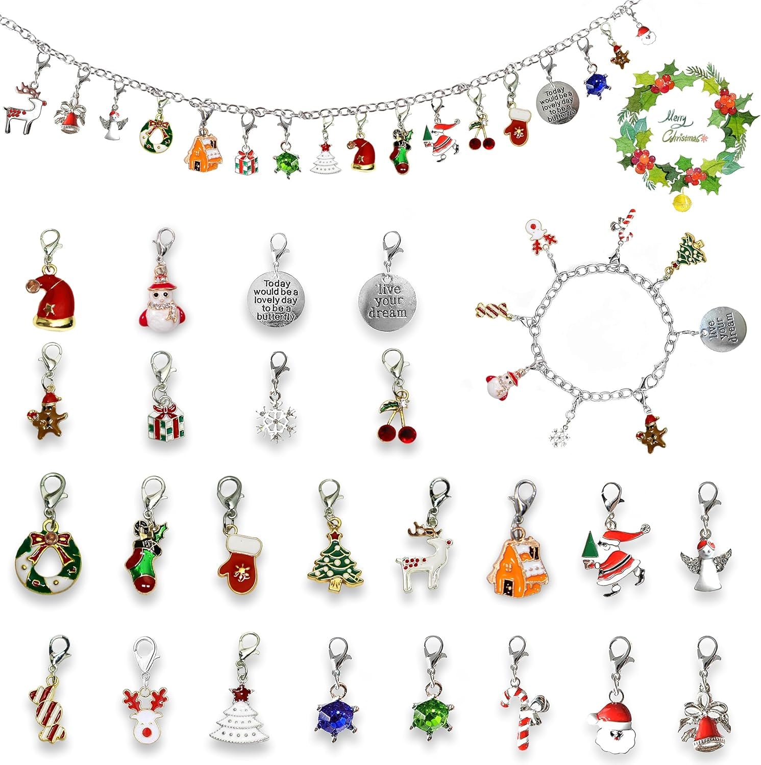 Charm Bracelet Advent Calendar 2025 DIY Bracelet Making Kit 24 Days Christmas Countdown Calendar for Girl Kids Teens