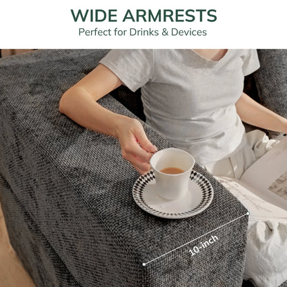 130" Oversized Modular Sectional Sofa for Living Room Furniture, Chenille Cloud Couch with Ottomans, Dark Gray