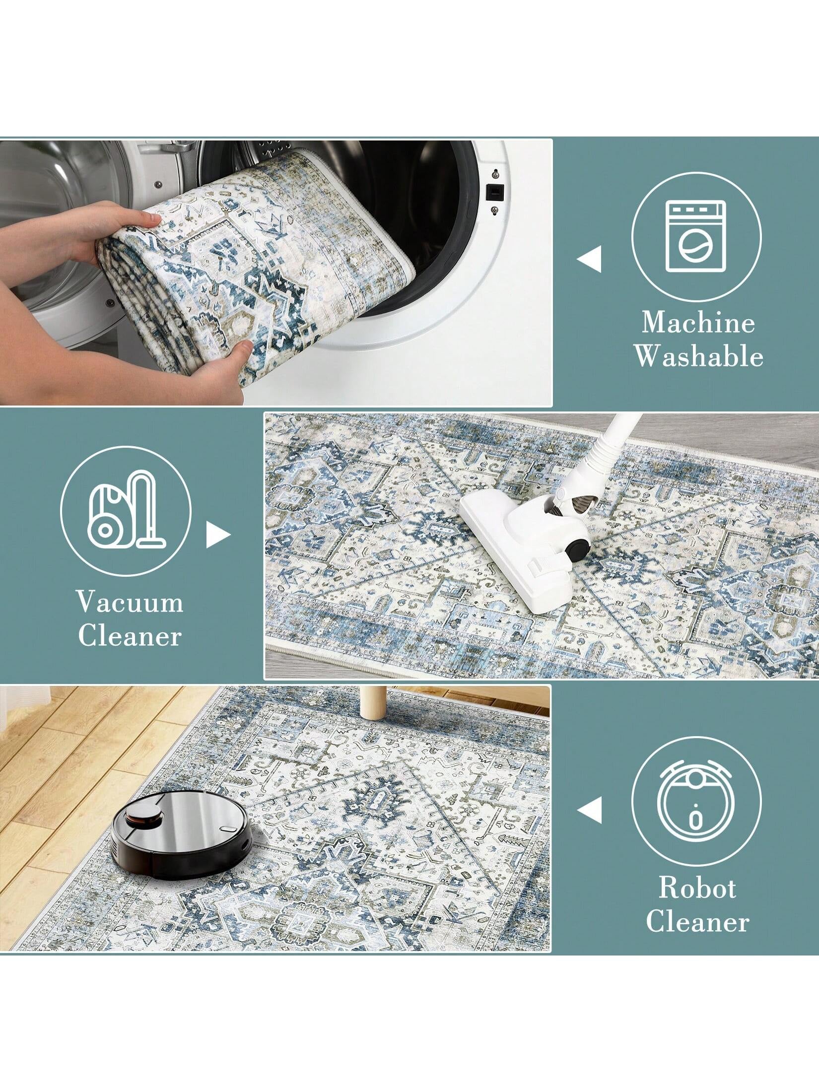 Washable Area Rugs Individually Printed Rugs Ultra Thin Soft Rugs Foldable Indoor Rugs Distressed Printed Rugs Suitable for Living Room Office Bedroom