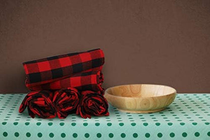 Buffalo Checks Kitchen Towels Set of 6 - Red/Black - 20X30 Inches - 100% Cotton - Highly Absorbent - Premium Quality - Ultra Soft - Mitered Corners