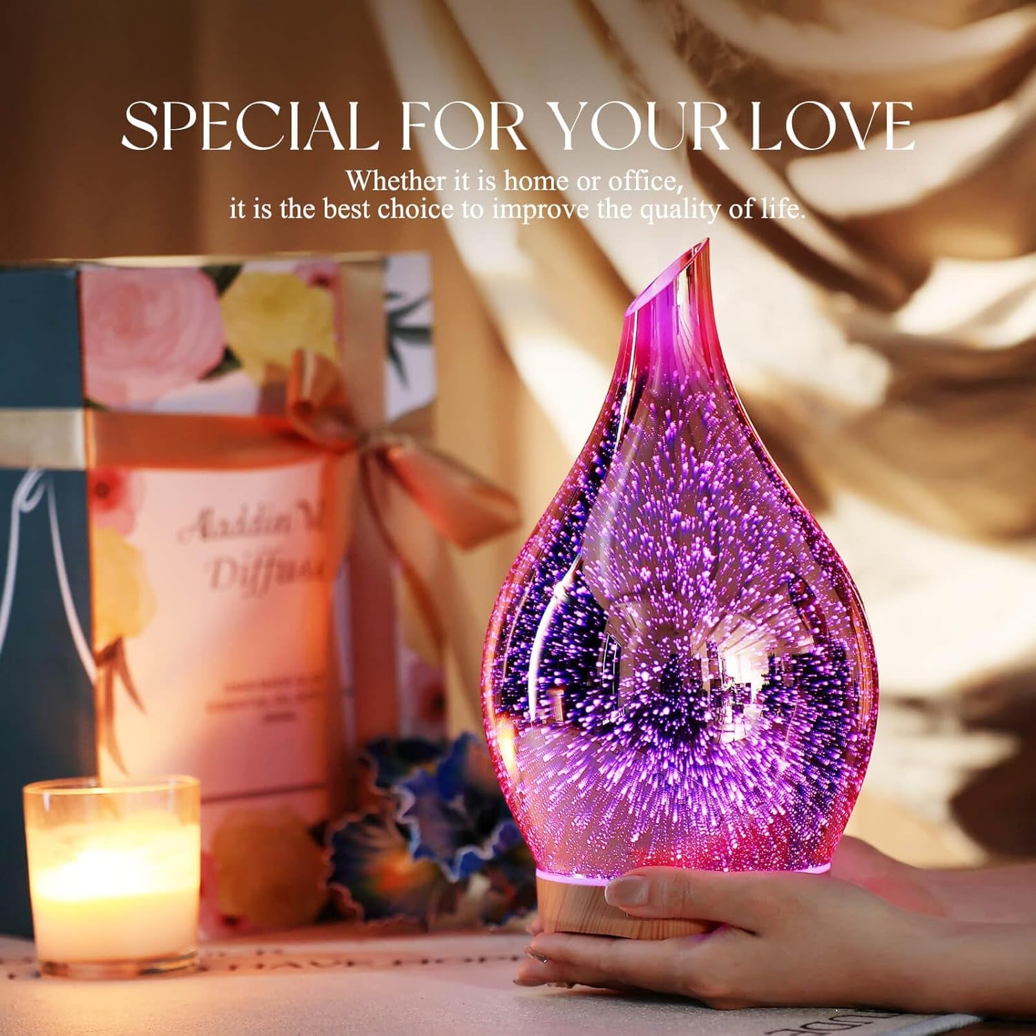 280ML Essential Oil Diffuser, Aroma Ultrasonic Humidifier with Remote Control, BPA Free, Auto Shut-Off, Timer Setting