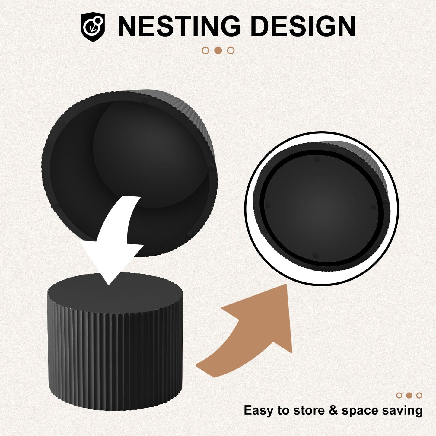 round Nesting Coffee Table Set of 2, Modern Wooden End Table for Living Room, Apartment, No Need Assembly, Black