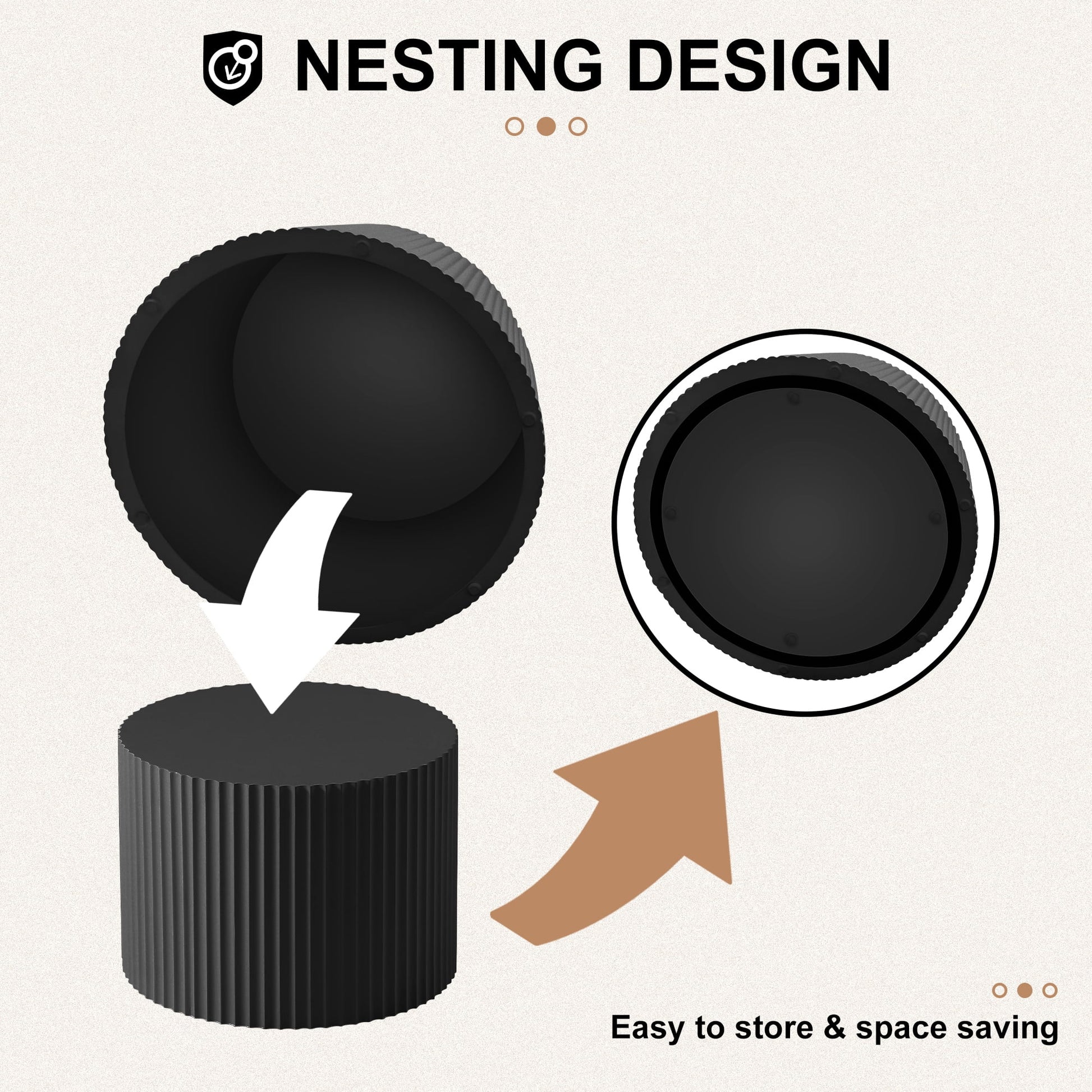 round Nesting Coffee Table Set of 2, Modern Wooden End Table for Living Room, Apartment, No Need Assembly, Black