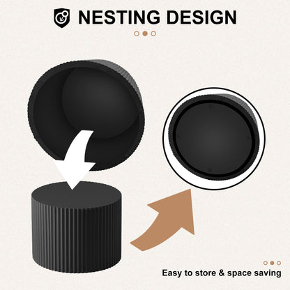 round Nesting Coffee Table Set of 2, Modern Wooden End Table for Living Room, Apartment, No Need Assembly, Black