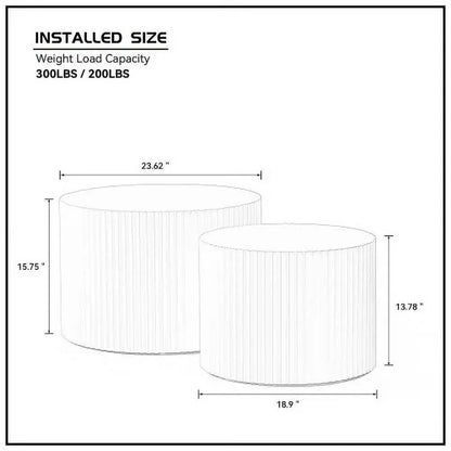 round Nesting Coffee Table Set of 2, Modern Wooden End Table for Living Room, Apartment, No Need Assembly, Black