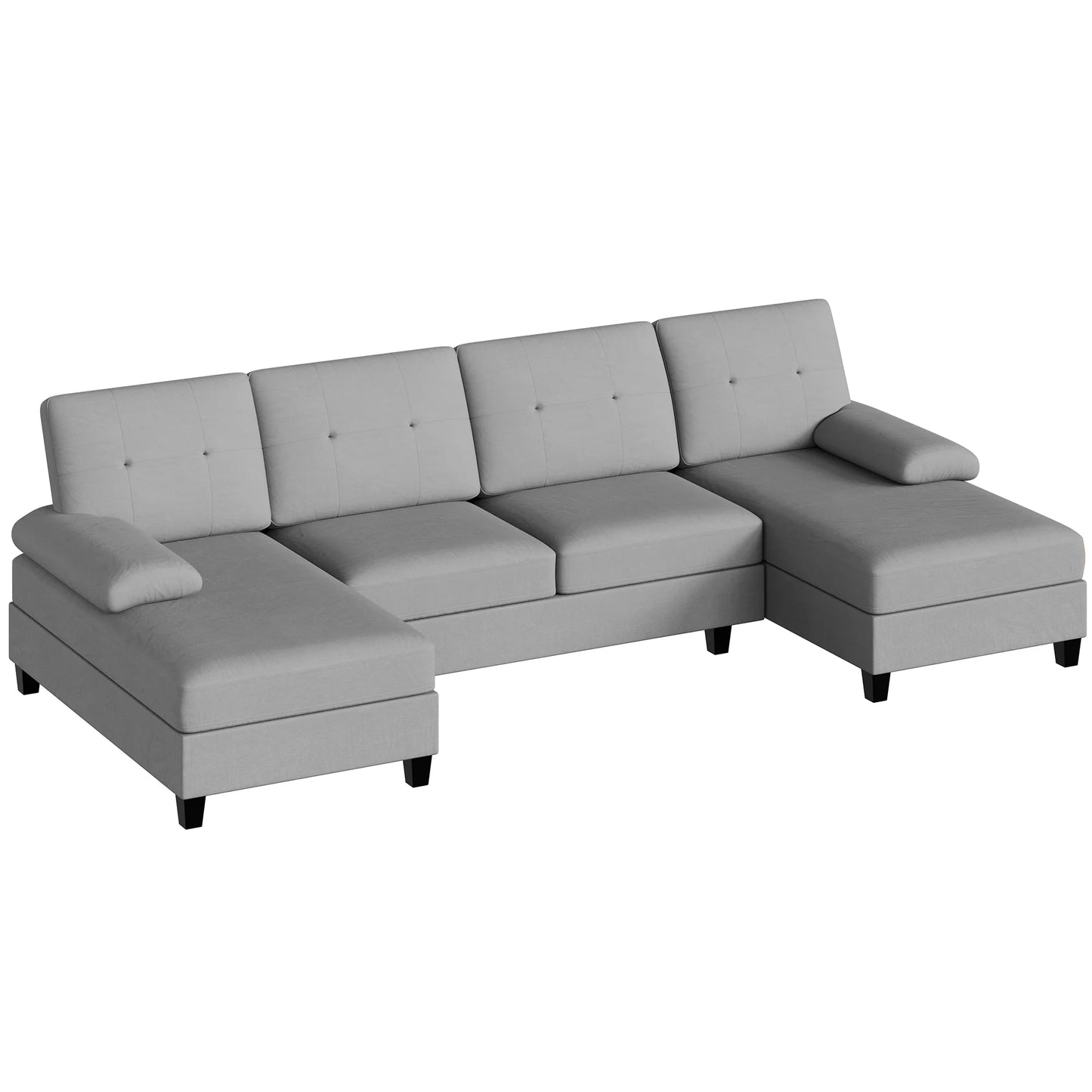 Modern U-Shape Sectional Sofa for Living Room, Chenille Fabric Modular Couch, 4 Seat Oversized Sofa with Chaise for Apartment,White