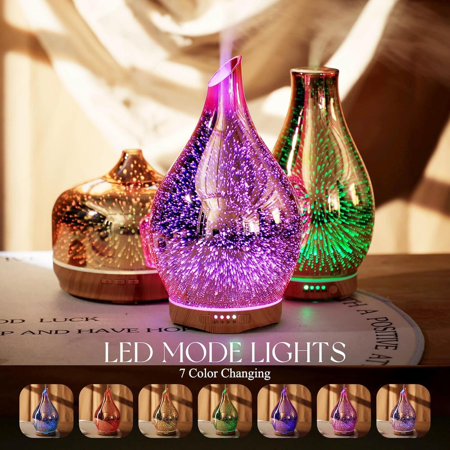 280ML Essential Oil Diffuser, Aroma Ultrasonic Humidifier with Remote Control, BPA Free, Auto Shut-Off, Timer Setting