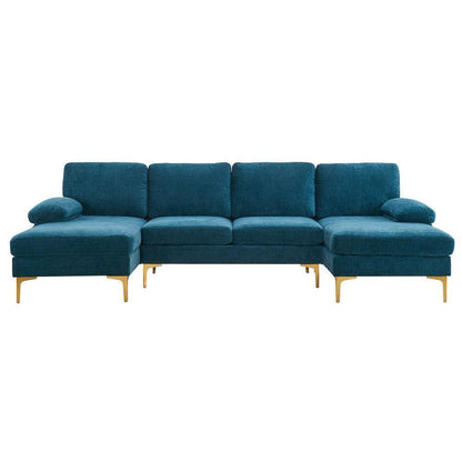 FCH Modern Sectional Couch Sofa Set 4 Seat U-Shaped Living Room Couch Chenille